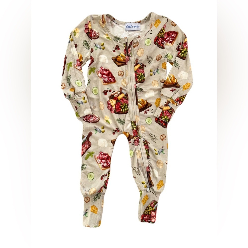 🇨🇦 Little Eyes Kids Bamboo Sleeper | Charcuterie Baby Footie Romper
